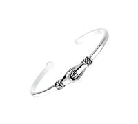 Mikikit Bracelet Vintage Ouvert Argent Motif Poignée de Main Accessoire de Poignet Créatif pour Femmes Cadeau Anniversaire Fête des Mères et Noël