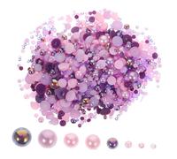 Mikikit Breloques Pour Ongles Abs Semi-cercles 60 g Décorations Strass Perles Violettes Ab Dos Plat Accessoires Nail Art Famille Mariage Diy