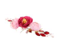 Mikikit Bride Hair Vine With Realistic Vintage Artificial Peonies Elegant Bridal Floral Crown Hairband For Weddings And Proms Chinese Style Rustic Wedding Headpiece