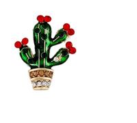 Mikikit Broche Cactus Délicate avec Cristaux Étincelants en Alliage Vert Décoration Élégante Accessoire de Mode Qui Ne Ternit Jamais pour Pull ou Châle pour Fêtes D'hiver
