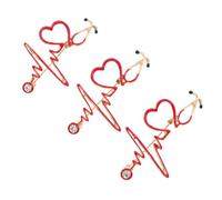 Mikikit Broche D'infirmière Créative en Alliage de Zinc Motif Médical Rouge, 3 Pièces, Design Unique et Chic pour Tenue D'infirmier en Milieu Hospitalier