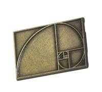 Mikikit Broche Mathématique Vintage en Métal Doré, Épingle Rectangulaire Design Graphique du Nombre D’or, Accessoire Artistique pour Enseignant et Passionné de Mathématiques, Badge
