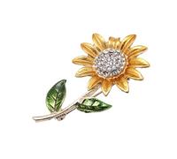 Mikikit Broche Tournesol Élégante Alliage pour Femmes et Filles Accessoire Mode Vintage avec Cristaux Synthétiques pour Mariage Anniversaire et Cadeaux
