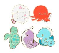 Mikikit Broches Animaux Marins Noël en Alliage 5 Pièces Plusieurs styles Épingles Fantaisie en Émail, Décoration de Vêtements Quotidienne Accessoires Mode et Élégants