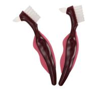 Mikikit Brosse à Prothèses Dentaires Manche Confortable 2pcs Double Face Poils Fermes Nettoyage Facile pour Dentier et Prothèses Partielles en Voyage ou Usage Quotidien