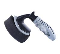 Mikikit Brosse de Lavage Auto Incurvée avec Éponge Cireuse Remplaçable Outil de Nettoyage Voiture sans Rayures Poignée Ergonomique pour Cirage et Polissage Pneus