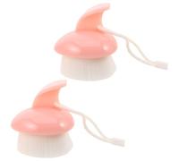 Mikikit Brosse Nettoyante Visage Manuelle Lot de 2 à Poils Doux Exfoliante et Démaquillante Manche Forme Cœur Rose, pour Nettoyage en Profondeur des Pores, Soin Peau Sensible et