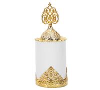 Mikikit Brûleur de Parfum Chic et Relaxante en Céramique Blanc Style Arabe pour Aromathérapie Métal Élégant Apaisant Décoration de Bureau