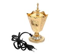 Mikikit Brûleur Dencens Électrique Vintage Style Moyen Orient Cendrier Dorée pour Cônes Dencens Décoration de Bureau et Salon et Pratique