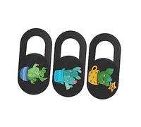 Mikikit Cache Coulissant pour Webcam en Abs Vert Design Cartoon Cactus, Protection la Confidentialité, Lot de 3, Adapté pour Maison et Entreprises