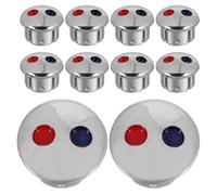 Mikikit Cache-trous Robinet 10 pcs Chromé - Cache-vis Indicateurs Eau Chaude & Froide Rouge/Bleu, Bouchons Trous Poignée pour Évier Cuisine Lavabo Salle de Bain