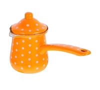 Mikikit Cafetière Émaillée Rétro Multifonction Grosse Capacité 1 Pièce Jaune à Pois Blancs Bouilloire Turque Résistante à L’Usure Récipient à Café et Pot à Lait pour Préparation Café et