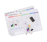 Mikikit Calendrier Magnétique Effaçable pour Frigo Tableau Blanc Hebdomadaire et Mensuel Portable Planning Familial et Professionnel avec Marqueurs et Gomme Organiseur de Tâches et Menus