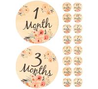 Mikikit Cartes Étapes en Bois 18 Pièces Forme Fleur pour Photos Bébé Accessoires Commémoratifs -Né