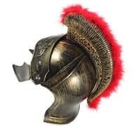 Mikikit Casque de Soldat Romain en Plastique Doré pour Adultes Accessoire de Costume Cosplay Médiéval Casque de Guerrier Spartiate Crête Rouge pour Fêtes Carnaval et Halloween