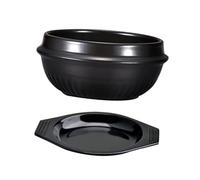 Mikikit Casserole Céramique avec Plateau Marmite à Ragoût pour Cuisson Bibimbap Poulet Braisé et Plats Mijotés et Résistant Chaleur pour Repas Famille