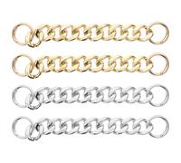 Mikikit Chaînes Décoratives pour Chaussures Trous, Accessoires DIY Pantoufles, Lot 4 Pièces Acrylique Or et Argenté, Bijoux Mode Femmes, Décoration Été Casual, Taille