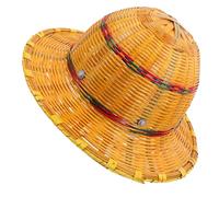 Mikikit Chapeau de Chantier en Bambou Tressé Large Bord Rond Protection Solaire UV Ventilation Efficace Taille Unique Chapeau de Paille Respirant pour Travaux Extérieurs et Randonnée