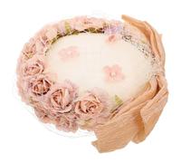 Mikikit Chapeau de Mariage Fleuri Romantique Rose Petit Chapeau Léger en Tissu Doux Accessoire pour Cérémonie Nuptiale pour Mariages Goûters et Photos en Extérieur