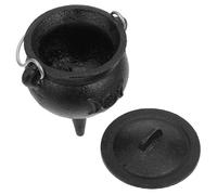 Mikikit Chaudron de Sorcière Fonte avec Couvercle Pot Magique Petit pour Décor Rituel et Figurines Accessoire Authentique pour Autel et Fêtes à Thème Halloween