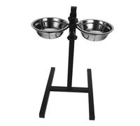 Mikikit Chien Surélevée INOX avec Double Bol Amovible Antidérapant pour Eau et Nourriture Base Stable Facile à Nettoyer Design et Relevable pour Chiens
