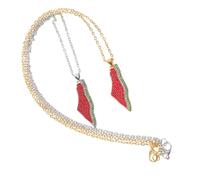 Mikikit Collier Pastèque Unisexe Bohème Breloques Fruits En Alliage Doré Et Argenté, Léger, Pour Femmes Et Hommes, Accessoire D'été Pour Plage Et Usage Quotidien, Lot De 2 Pièces