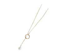 Mikikit Collier Pendentif pour Femme en Acier Inoxydable 14K Or Douce et Pampilles Élégantes Chaîne Fine pour Pull Bijoux Simples et Légers Présent Raffiné