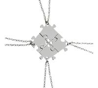 Mikikit Collier Pendentif Puzzle Géométrique en Alliage Argenté Collier à Quatre Points Fendu pour Femmes Présent Anniversaire et Amitié
