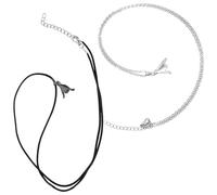 Mikikit Collier pour Couple Pendentif Croisé en Métal Robuste Finition Mate Noire et Argentée Paire Assortie pour Hommes et Femmes Présent Saint-Valentin Bijoux Couple Amoureux