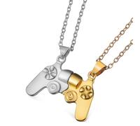Mikikit Collier pour Couples Pendentif Manette de en Acier Inoxydable Argenté et Or Chaîne Ajustable Ensemble Charme Correspondance pour Petit Ami Présent Amoureux