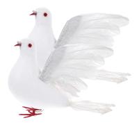 Mikikit Colombes Artificielles Blanches 2pcs en Mousse et Plumage Décorations de Mariage Élégantes pour Arrangements Floraux et Ornements de Salle