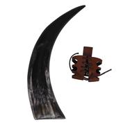 Mikikit Corne à Boire Viking Authentique en Corne de Bœuf Étui en Cuir, Accessoire Médiéval Renaissance, pour Bars, Réunions et Décoration Couleur Aléatoire
