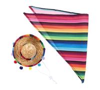 Mikikit Costume Canard De Jardin Ensemble Complet Sombrero Mexicain Et Bandana pour Petits Chiens Et Oiseaux Tenue Festive Confortable Et Ajustable pour Décor Patio Et Fête Cinco De Mayo