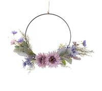 Mikikit Couronne de Fleurs Décoration Suspendue Artificielles Violettes Feuilles Lapin Délicates en Plastique et Fer sans Arrosage ni Fanage pour Mariage en Extérieur ou Jardin