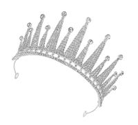 Mikikit Couronne de Mariage Diadème Confortable et Ajusté en Alliage de Zinc avec Cristaux Argentés pour Femmes, pour Église et Anniversaires