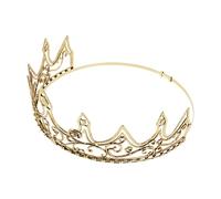 Mikikit Couronne Royale Médiévale en Métal Doré Rétro, Diadème Prince pour Hommes, Accessoire Cosplay et Fête à Thème Royal, Serrage-tête Ajustable pour Bal de Promo et Anniversaire