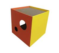 Mikikit Cube à Griffer pour Chat Debout, Griffoir Résistant, en Carton Orange, 32x32x32 Cm, Maison de Jeu Intérieure, Adapté aux Chatons et Chats Adultes