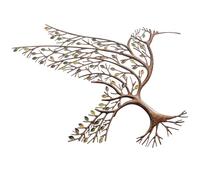Mikikit Décoration Murale en Fer Oiseau Délicat Marron, Suspendue pour Salon Cuisine, Art Mural Intérieur et Extérieur Élégant et Réaliste