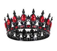 Mikikit Diadème Baroque Couronne de Mariée Confortable à Porter en Alliage Noir et Rouge Vintage Accessoire Polyvalent pour Mariages et Fêtes Costumées