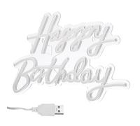 Mikikit Enseigne Lumineuse Joyeux Anniversaire LED Usb, Enseigne Murale Néon Éclairage Doux Chaud, Décoration Festive pour Chambre et Salon, Panneau Lumineux Néon pour Fête D'anniversaire