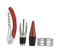 Mikikit Ensemble 3 Pièces Ouvre-Bouteilles en Acier Inoxydable et Bois, Outil Puissant sans Déformation pour Bouchons de Vin, pour Bars et Fêtes Entre Amis