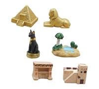 Mikikit Ensemble 6 Figurines Miniatures en Résine Pyramide Et Sphinx D'égypte Ancienne, Décoration De Bureau Historique, Modèles Architecturaux pour Exposition Éducative Et Collection Thématique