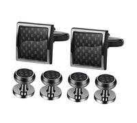 Mikikit Ensemble Boutons De Manchette Et Boutons De Chemise pour Hommes Smoking Style Classique Métal Gunmetal 6 Pièces Accessoires Formels pour Mariage Et Événement Élégant