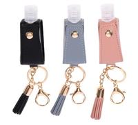 Mikikit Ensemble de 3 Porte-Clés Bouteille Vide, Flacon de Lotion de Voyage 30 Ml, Accessoires de Voyage Hygiène, PU Cuir et Plastique