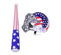 Mikikit Ensemble de Baseball Gonflable Chapeau Drapeau Américain PVC Léger et Sûr pour Fête d'Été Anniversaire ou Pool Party Kit Complet pour Fête Thème Sportif