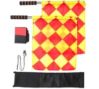 Mikikit Ensemble de Drapeaux d'Arbitre de Football Cartons Jaune et Rouge, Sifflet Métallique, Fournitures de Match pour Entraîneur, Lot de 2