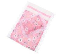 Mikikit Ensemble de Literie pour Maison de Poupée Miniature Drap-Housse et Oreiller en Tissu Souple Accessoires Décoratifs pour Lit de Maison de Poupée Réaliste Taille Adaptée