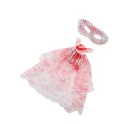 Mikikit Ensemble de Masques de Bal Masqué Vénitiens en Dentelle de Fleur Rose avec Voile Masque Yeux Élégant pour Soirée Carnaval Halloween et Fête des Morts Accessoire Léger et