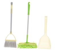 Mikikit Ensemble Mini Balai Pelle Serpillière pour Garçon Et Filles, Petit Kit Nettoyage 3 Pièces, Balai Jaune, Serpillière Verte, Jouet Éducatif Intérieur Extérieur pour Filles Et Garçons