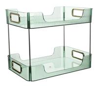 Mikikit Étagère de Rangement à 2 Niveaux Organisateur Cosmétique Robuste Double Couche pour Salle de Bain en Pet et Acier Inoxydable pour Salle de Bain ou Table de Chevet